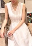  Ela Dress - Đầm Midi Cổ V Xếp Ly V09 