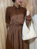  Avianna Dress - Đầm sơ mi chấm bi nâu D188 