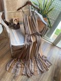  Đầm cổ yếm voan - in bông các màu D698 