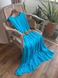  Angela Dress - Đầm xô lụa sát nách xanh biển D45 