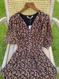  Melina Dress - Đầm voan in hoa có cúc - D01 