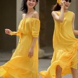  Đầm xô lụa sát nách 