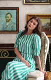  Aurora Dress - Đầm Tay Ngắn Kẻ Sọc Đai Eo D930 