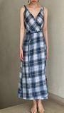  Adriana Dress - Đầm 2 dây caro chéo vạt  D968 