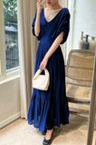  Fez Dress - Đầm xô lụa xếp ly vai D318 