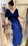  Fez Dress - Đầm xô lụa xếp ly vai D318 