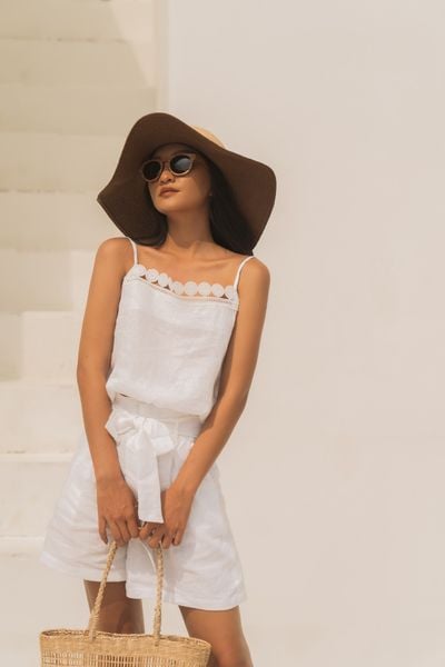  Áo hai dây linen viền ren A243 -> A245 