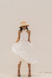 Ari Dress - Đầm lụa trắng xòe phần cổ xếp chéo D419 