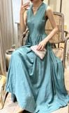 Ela Dress - Đầm Midi Cổ V Xếp Ly V09 