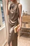  Juhi Dress - Đầm Nhún Sườn Xẻ Tà L58 