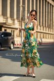  Gabriela Dress - Đầm 2 dây 3 tầng hoa vàng lá xanh  D593 