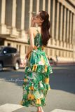  Gabriela Dress - Đầm 2 dây 3 tầng hoa vàng lá xanh  D593 
