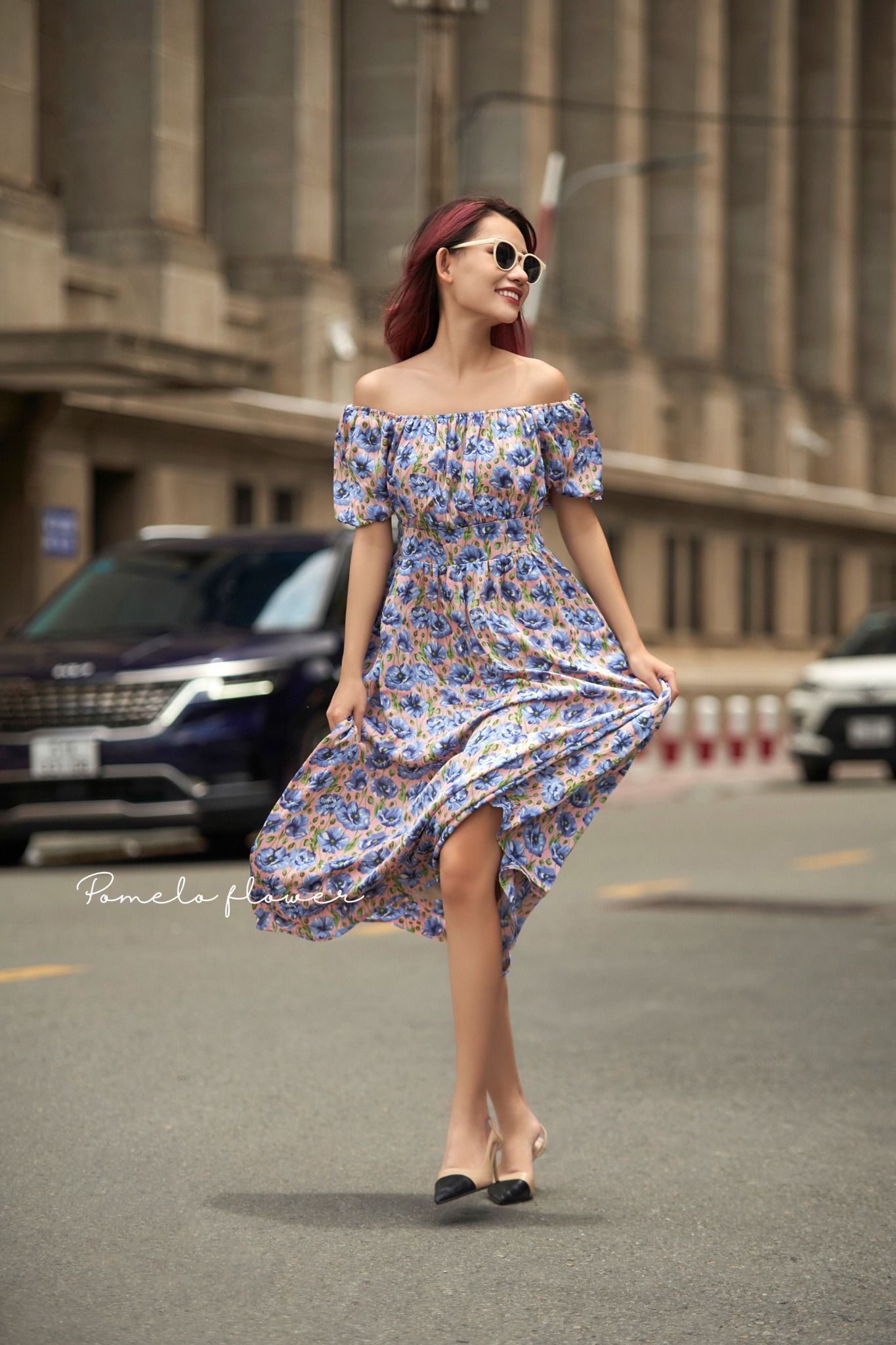  Đầm trễ vai tay ngắn - chun sau lưng - D638 