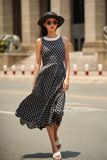  Đầm sát nách chấm bi đen phối cổ trắng D564 