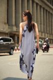  Layla Dress - Đầm cổ yếm xám in hoa - D251 