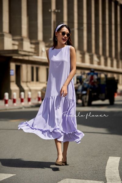  Emma Dress - Đầm xô lụa sát nách tím D53 