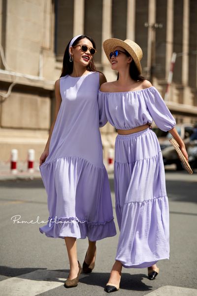  Emma Dress - Đầm xô lụa sát nách tím D53 