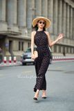  Serenity Jumpsuit - Jumpsuit cổ yếm chấm bi nâu D602 