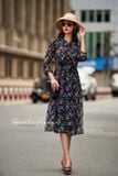  Eleanor Dress - Đầm voan tay dài in Hoa D03 