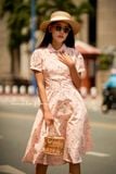  Liti Floral Midi Dress - Đầm hoa hồng nhỏ cổ sen D231 