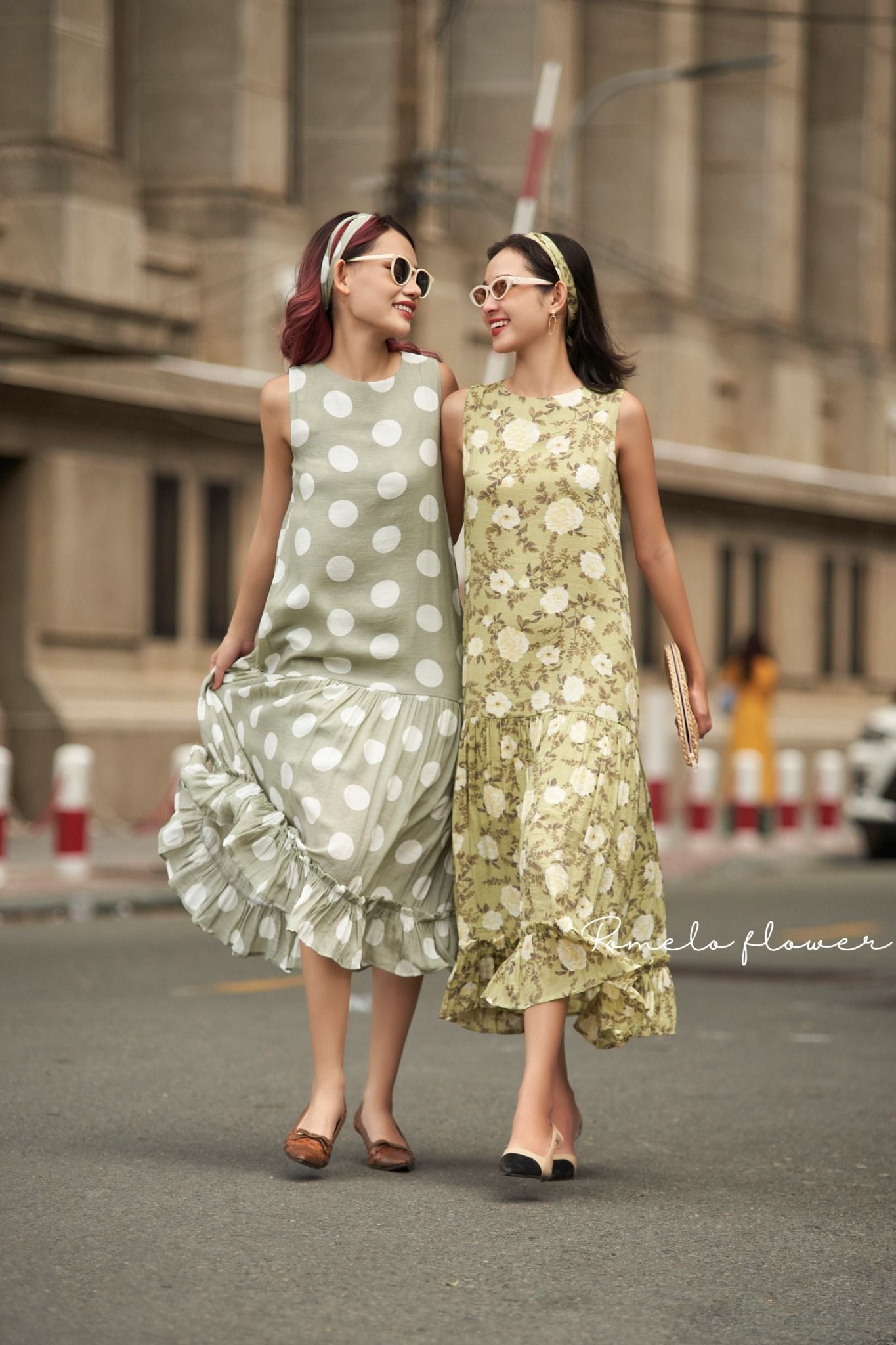  Amaya Dress - Đầm sát nách xô lụa chấm bi lớn - D617 