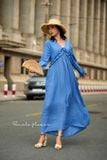  Everly Đầm tay dài bèo ngực chữ V D581 
