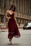  Ellie Dress - Đầm 2 dây cột nơ caro đỏ đen - LN0422.D02 