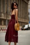  Ellie Dress - Đầm 2 dây cột nơ caro đỏ đen - LN0422.D02 