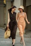  Cali Dress - Đầm sơ mi đen hoa nhí sát nách D158 