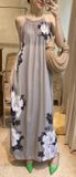  Layla Dress - Đầm cổ yếm xám in hoa - D251 