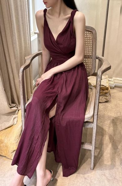  Lillie Dress - Đầm Xoắn Vai Xẻ Tà E291 