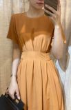  Mie Dress - Đầm Tay Ngắn Nơ Eo E76 