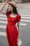  Ellis Dress - Đầm cổ vuông, hàng cúc phía trước L120 