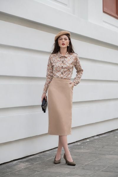  Arianna Skirt - Chân váy Kaki nâu C10 