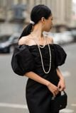  Elaina Dress - Đầm tafta tay phồng giả đắp vạt D94 