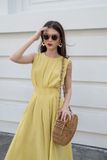  Evelyn Dress - Đầm sát nách, xếp ly eo D938 