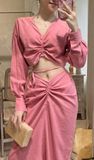  Isabella Set - Set áo crop top và chân váy linen S39 
