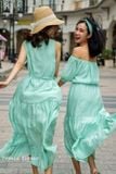  Đầm xô lụa trễ vai L34 