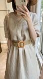  Jocelyn Dress - Đầm Linen Suông Cổ V D974 