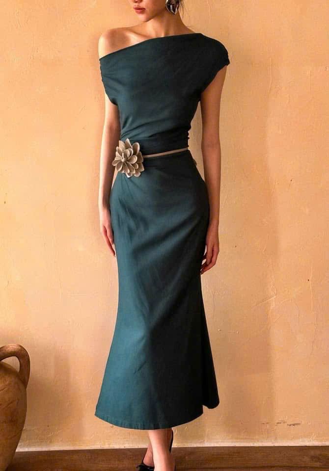  Zoey Dress - Đầm Lệch Vai Nhấn Eo D982 