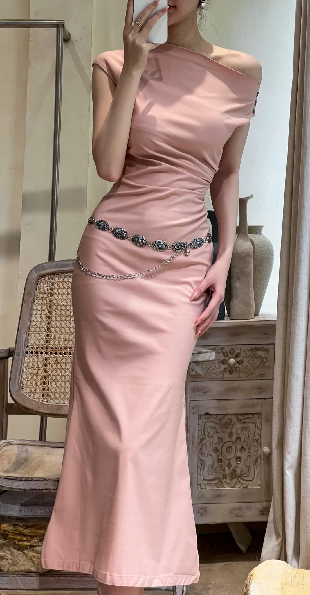  Zoey Dress - Đầm Lệch Vai Nhấn Eo D982 