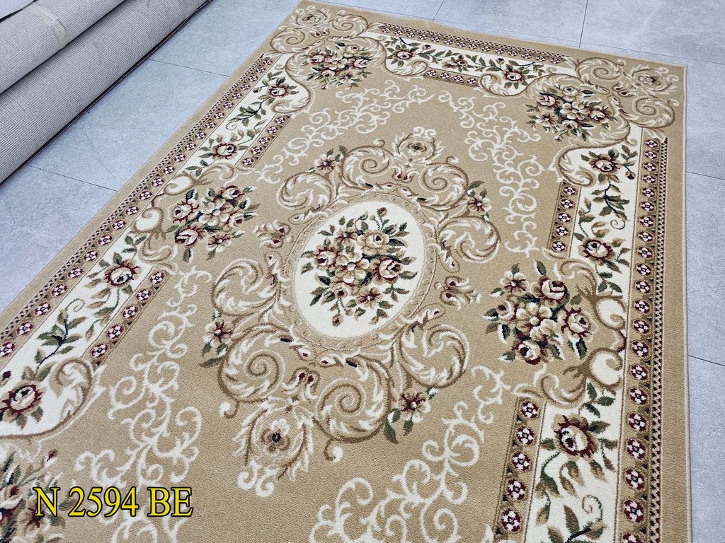 Thảm sofa phong cách cổ điển họa tiết tinh xảo, đường nét uốn lượn mềm mại YALAN N 2594 BE