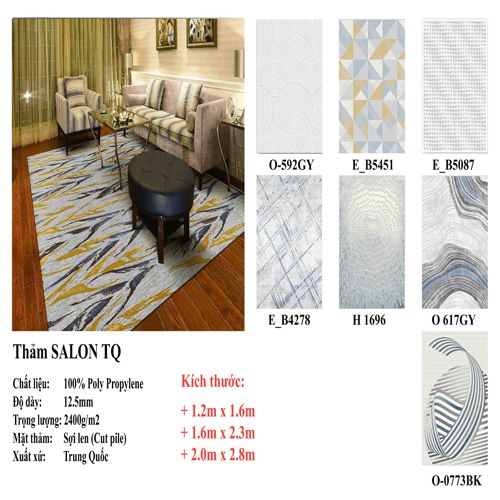 Thảm trang trí sofa họa tiết màu sắc nổi bật QINGXIU 5706 H
