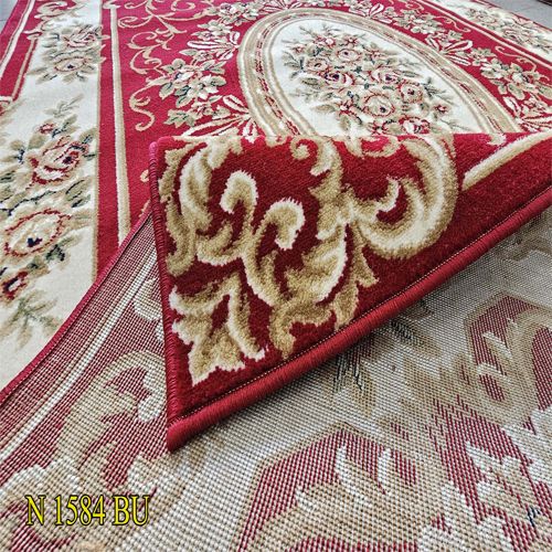 Thảm sofa màu đỏ hoa tiết bông điểm YALAN 1584 BU