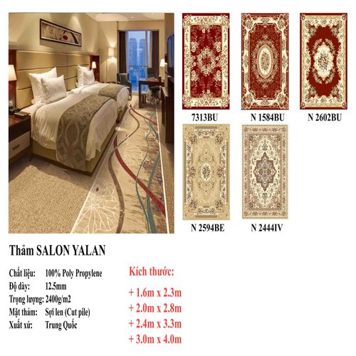 Thảm sofa màu đỏ hoa tiết bông điểm YALAN 1584 BU
