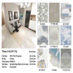 Thảm trang trí sofa họa tiết nhẹ nhàng, tinh tế TIANQING O 617 GY