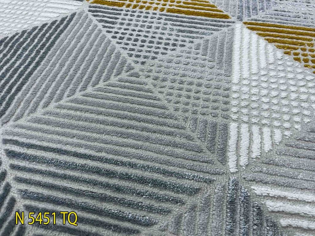 Thảm trang trí sofa hoa văn ô vuông chéo sáng màu TIANQING N 5451