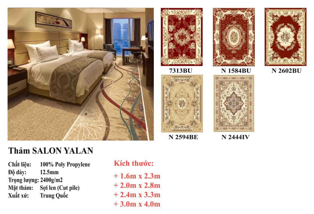 Thảm sofa trang trí họa tiết hoa theo phong cách hiện đại, tinh tế YALAN 2602 BU