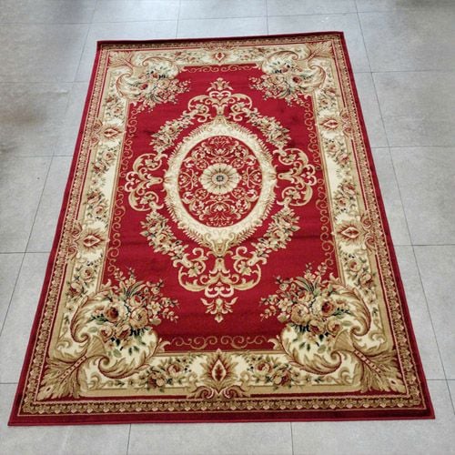 Thảm trang trí sofa họa tiết hoa văn đối xứng cổ điển màu đỏ YALAN N 1548 BU