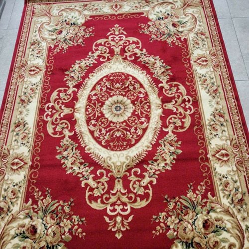 Thảm trang trí sofa họa tiết hoa văn đối xứng cổ điển màu đỏ YALAN N 1548 BU
